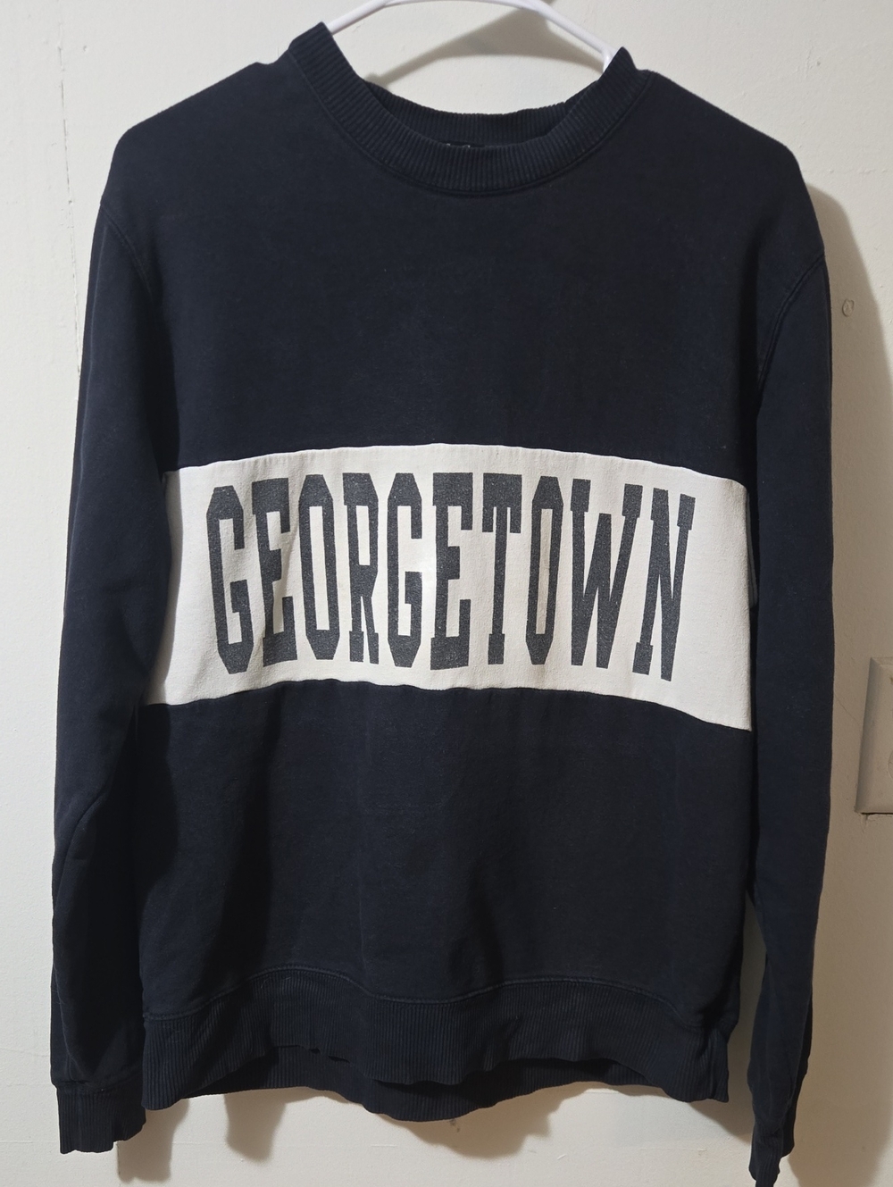 Brandy Melville Navy and White Georgetown Crewneck Sweatshirt